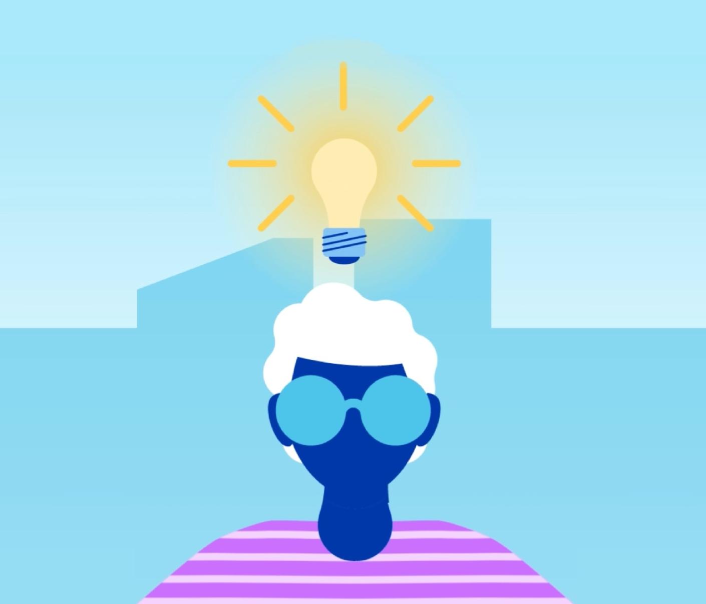 Person med en lysp&aelig;re over hovedet