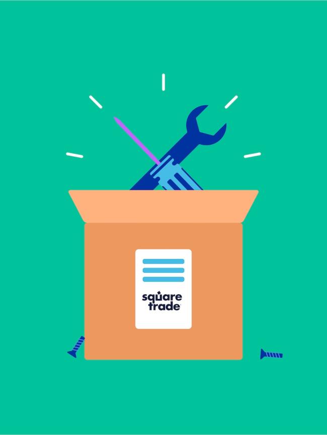 Fastn&oslash;kkel og skrutrekker som spretter ut av en pakke for &aring; indikere innsending av enheten til reparasjon